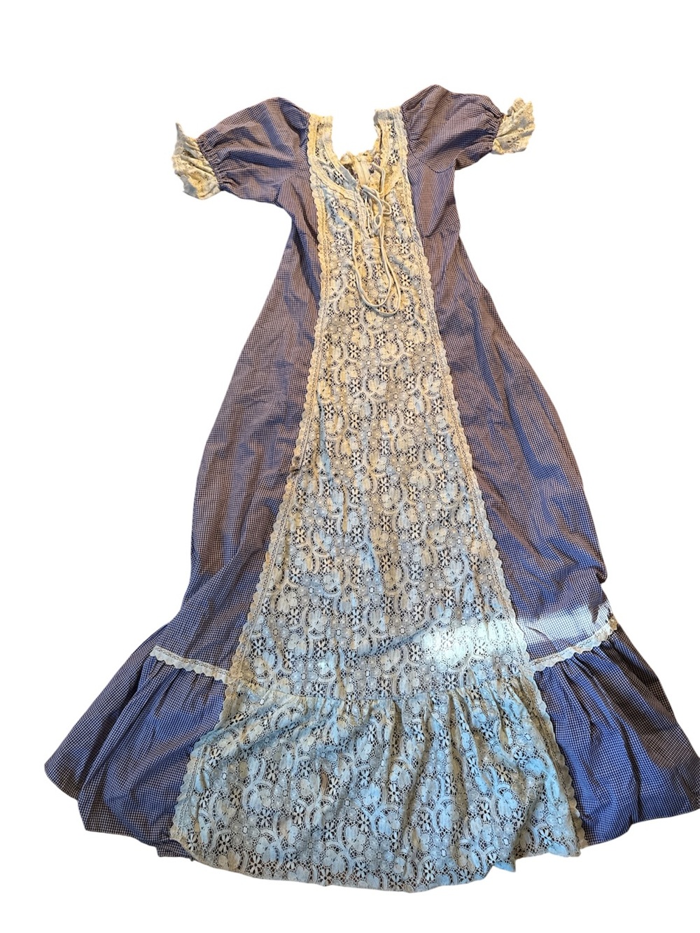 1970s Gunne Sax by Jessica Bohemian Lace-Front Maxi Dress size 11